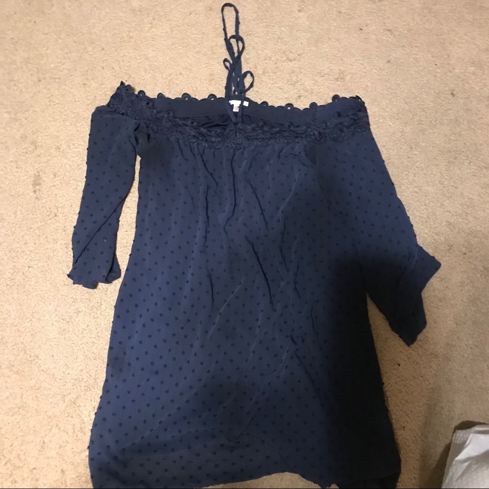 Blue off the shoulder halter dress